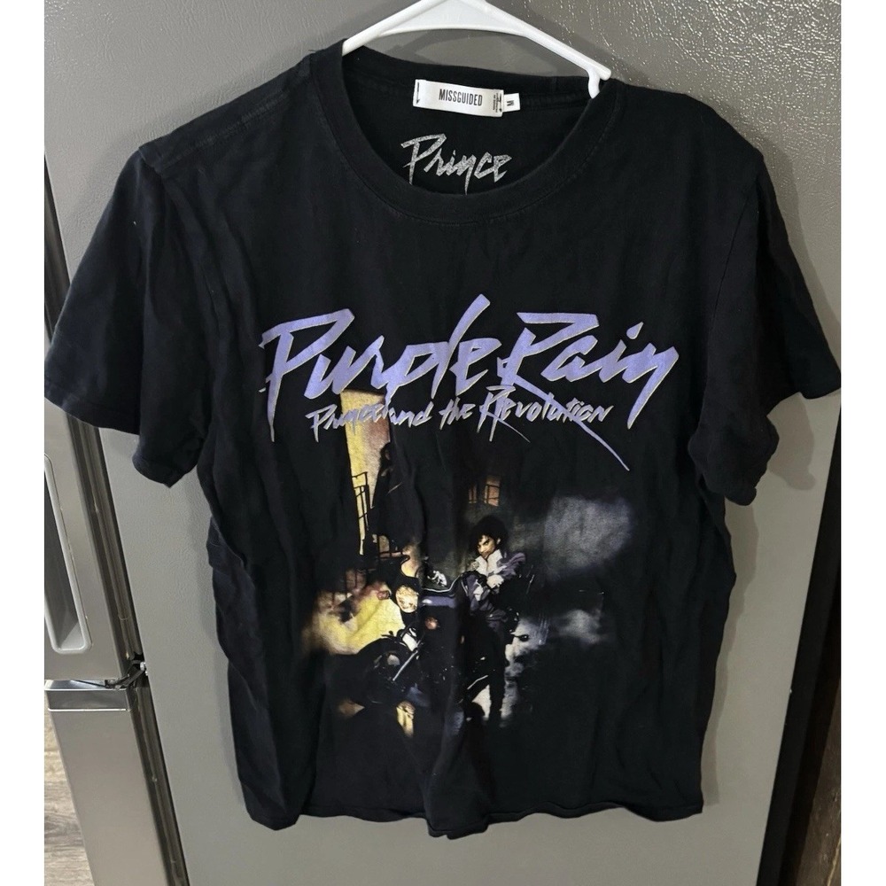 Purple Rain‎ Prince and the Revolution T-Shirt Women's Medium Short Sleeve Black